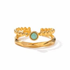18K Gold Plated Natural Stone Adjustable Ring